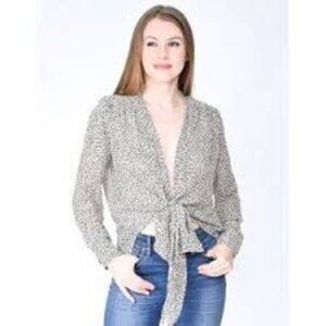 NWOT Calvin Luo | Black & White Animal Print Blouse Size Small